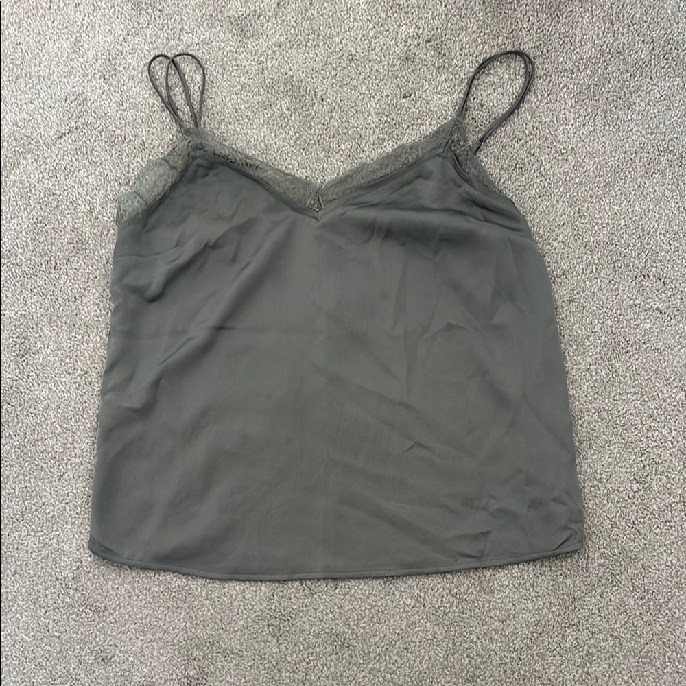 Abercrombie olive green Lace Trim Cami Top